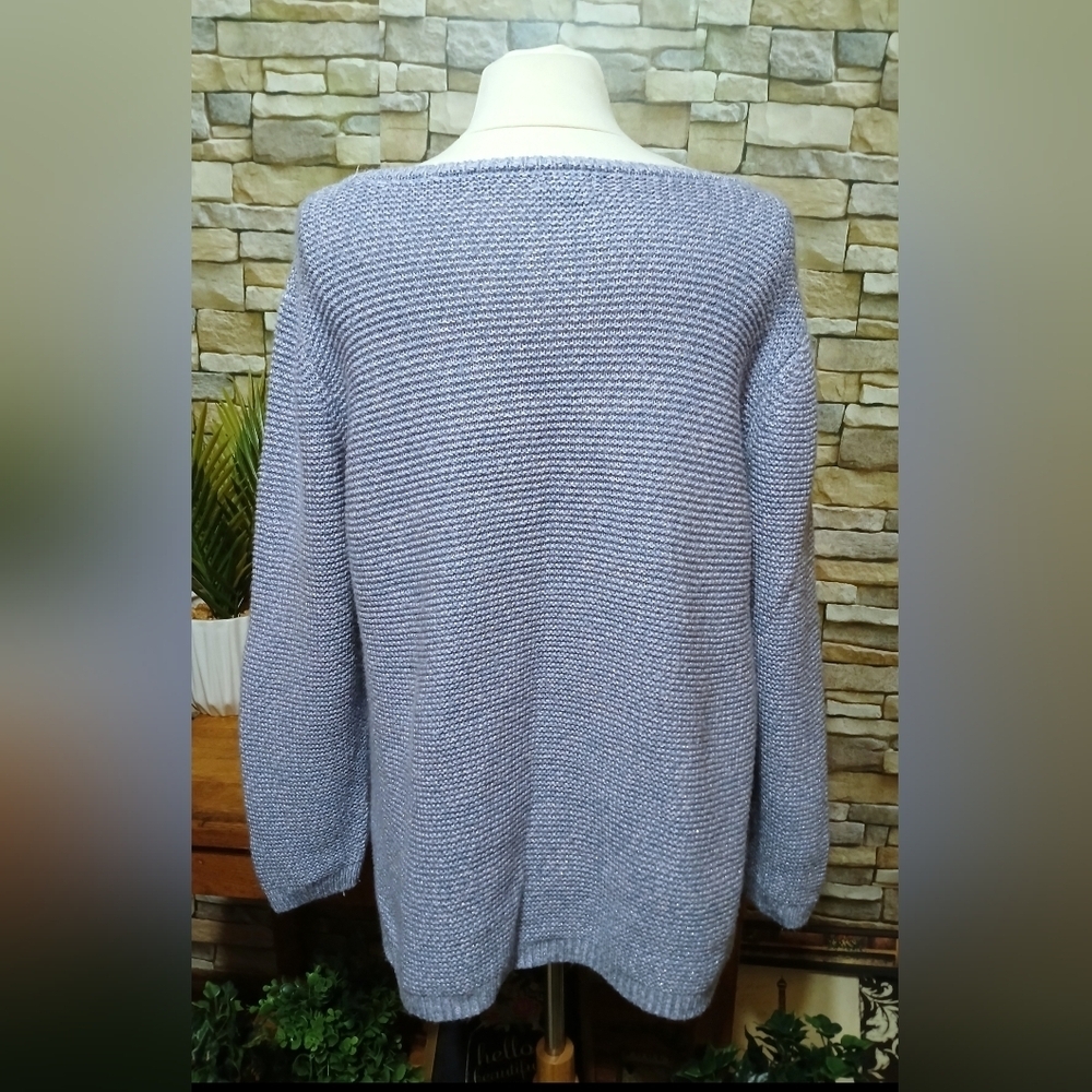 Westport By Dressbarn XL Lavender‎ Metallic Thick Knit Sweater - Picture 2 of 4